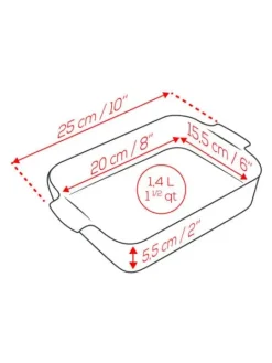 Peugeot Saveurs Appolia Plat four céramique rectangle 25 cm - 10" -><noscript><img width=