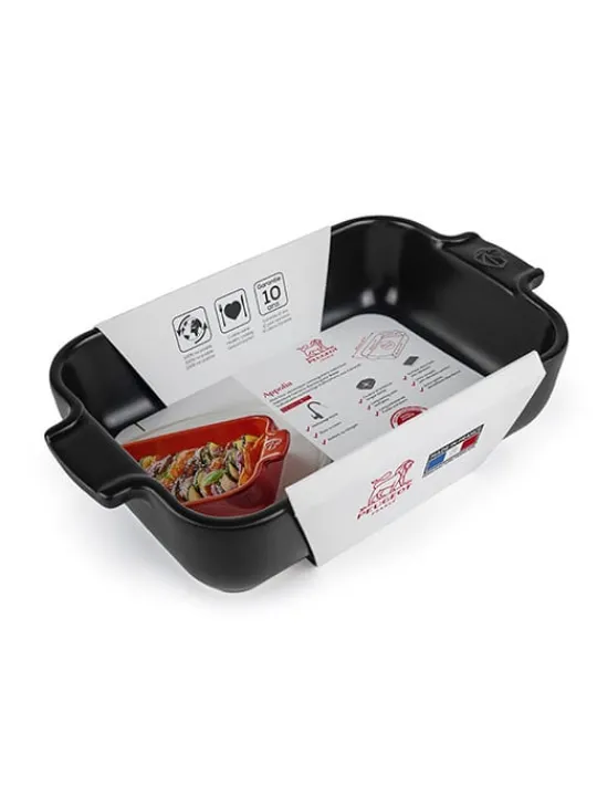 Peugeot Saveurs Appolia Plat four céramique individuel rectangle noir satin 22 cm -> Idées Cadeaux -50€|Plats Individuels