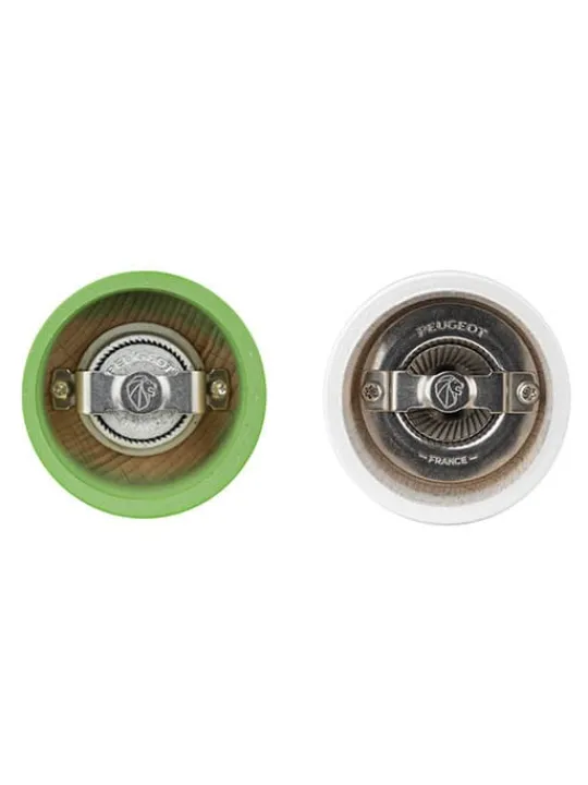 Peugeot Saveurs Bistro Duo de moulins à poivre et à sel manuels en bois laqué, vert et blanc, 10 cm - 4in -> Duos Et Combi 2 En 1|Moulins À Sel Et Salières
