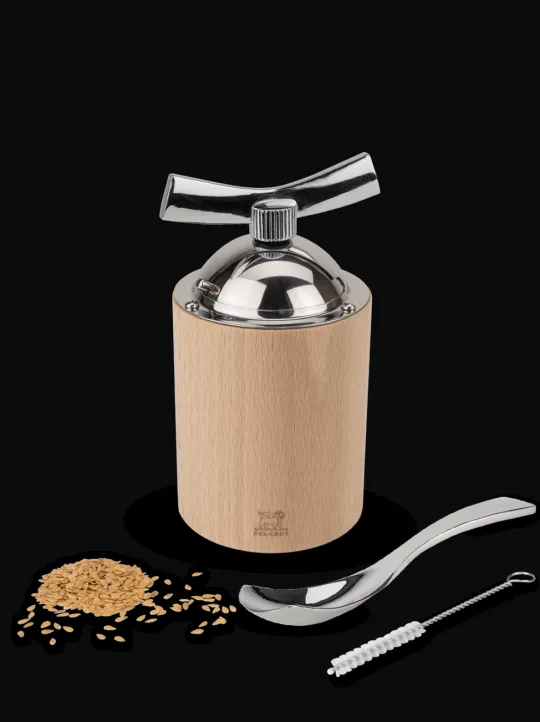 Peugeot Saveurs Isen moulin à graines de lin manuel en bois et inox couleur naturel 13 cm -> Envie De Saveurs|Moulins Expert