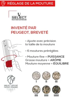 Peugeot Saveurs Line electrique Moulin à poivre électrique rechargeable u'select, batterie lithium-ion, carbone, 15 cm - 6in. -><noscript><img width=