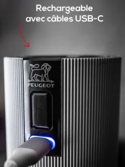 Peugeot Saveurs Line electrique Moulin à sel électrique rechargeable u'select, batterie lithium-ion, aluminium, 15 cm - 6in. -><noscript><img width=
