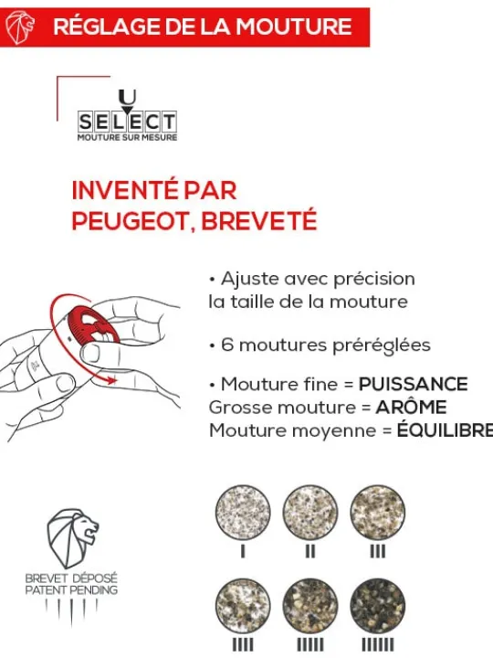 Peugeot Saveurs Maestro Bar à poivres - moulin à poivre u'select accompagné de 3 grands crus de poivres, de 3 réservoirs interchangeables, noir mat -> Coffrets Cadeaux|Envie De Design