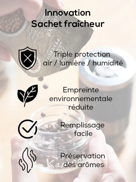 Peugeot Saveurs Maestro Bar à poivres - moulin à poivre u'select accompagné de 3 grands crus de poivres, de 3 réservoirs interchangeables, gris roche -> Coffrets Cadeaux|Envie De Design