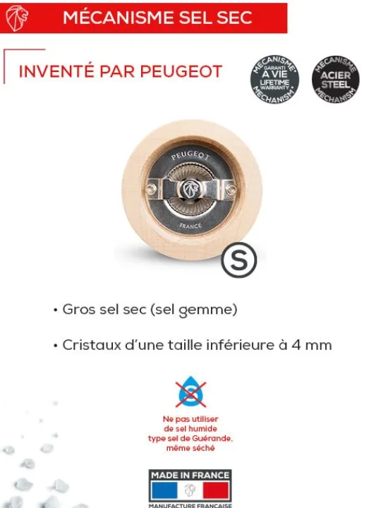 Peugeot Saveurs Paris nature black Moulin à sel manuel en bois upcyclé, noir, 30 cm - 12in -> Moulins À Sel Et Salières